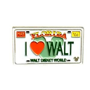 2007 Hidden Mickey I Heart Walt Florida License Plate Disney Trading Pin